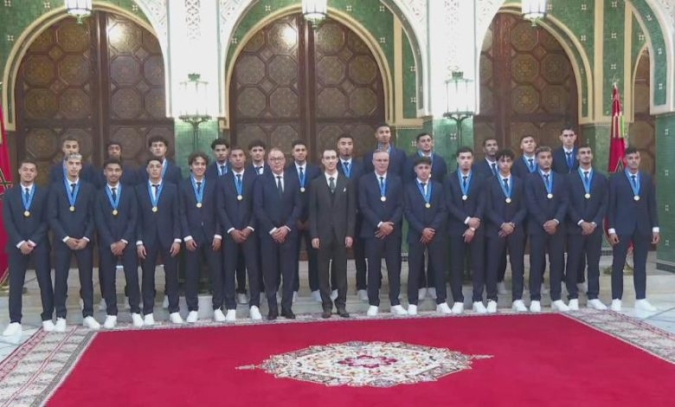 Sur Hautes Instructions de SM le Roi, SAR le Prince Héritier Moulay El Hassan préside une cérémonie offerte par le Souverain en l’honneur des membres de l’Équipe nationale de football des moins de 20 ans, Championne du monde